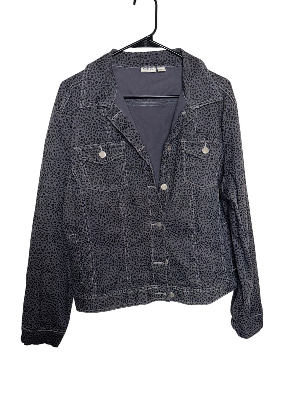 Cato Black Leopard-Print Denim Jacket